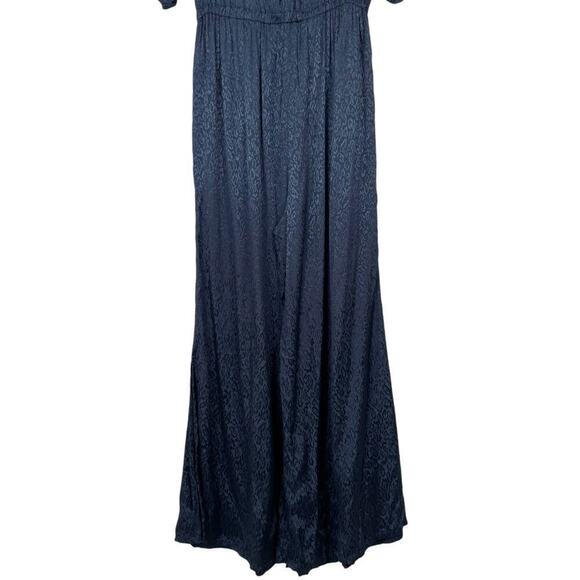 Anthropologie Maeve Jacqueline Jacquard Jumpsuit XS Navy Blue Elegant Night Out - Picture 13 of 16